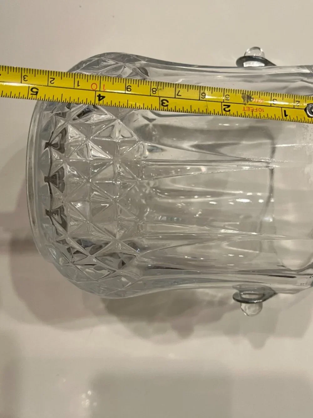 Vintage Heavy Cut Lead Crystal Ice Bucket Pinwheel Pattern Barware 5x5 Inches